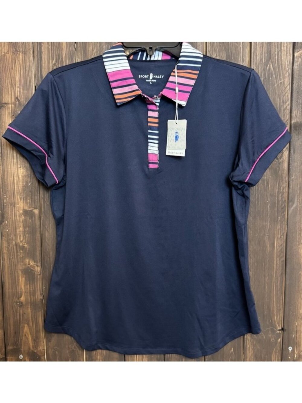 Sport Haley Women's Size LARGE Blue Short Sleeve Athletic Polo Top Golf NEW